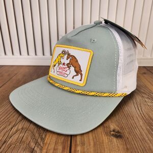 Magellan Outdoors Shiner Beer Snapback Trucker Hat Cap Green Yellow Patch Rope